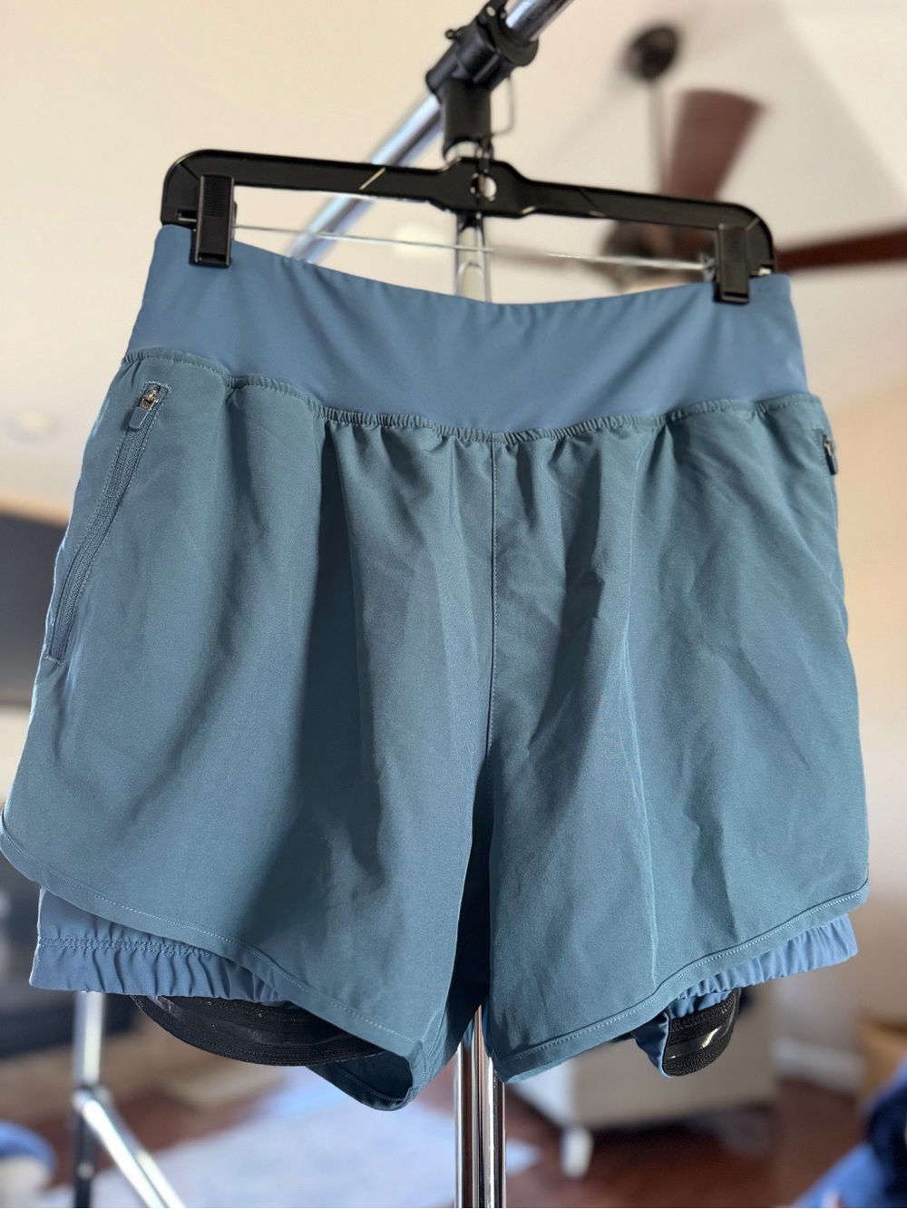 BIKEWA Women’s cycling Double-Layer Shorts Sz Lg Slate Blue